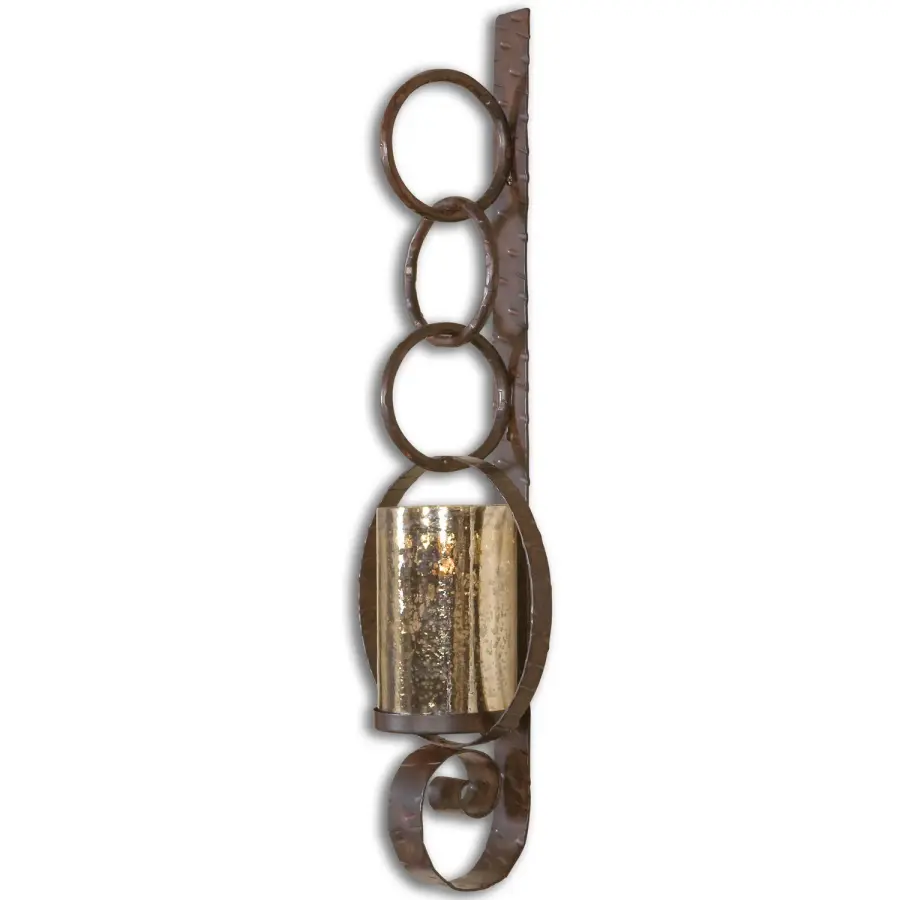 Falconara Wall Sconce in Rust Brown w/Burnished Edges