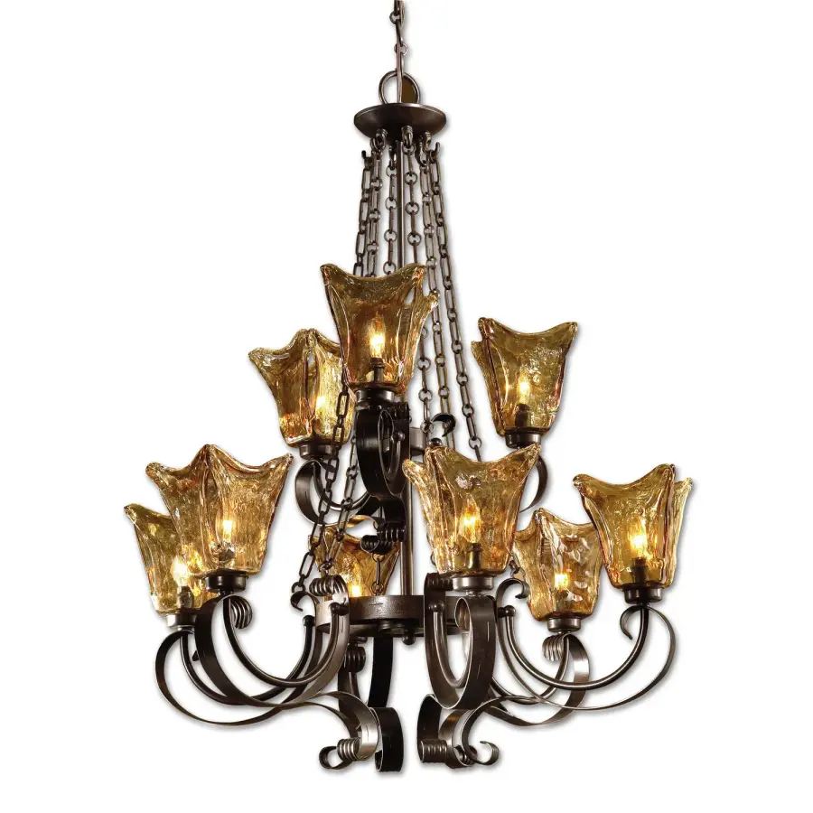 Vetraio Nine Light Chandelier in Oil Rubbed Bronze