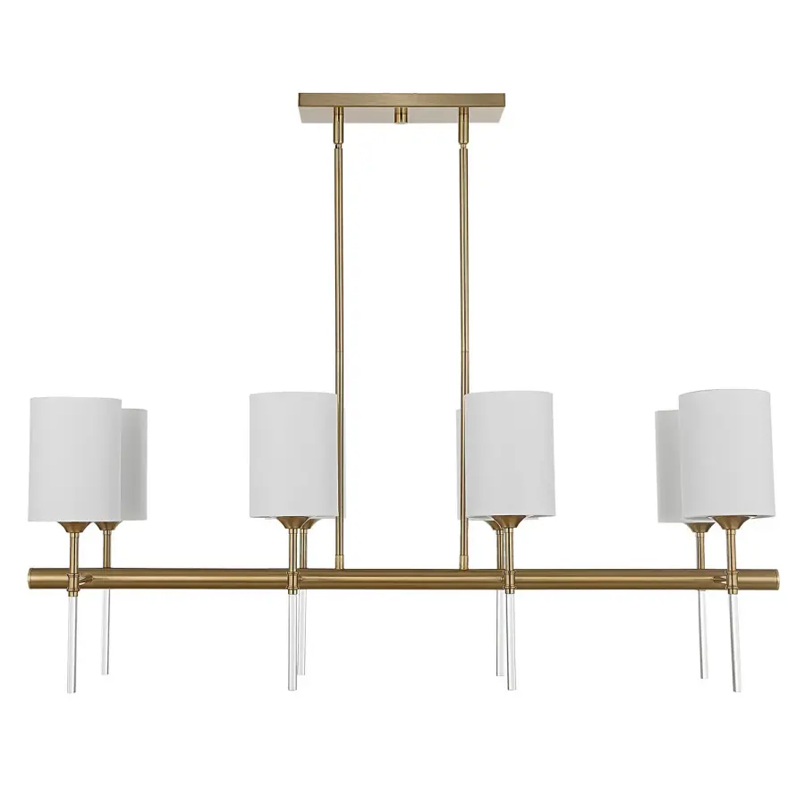 Awyr Eight-Light Linear Chandelier in Warm Brass