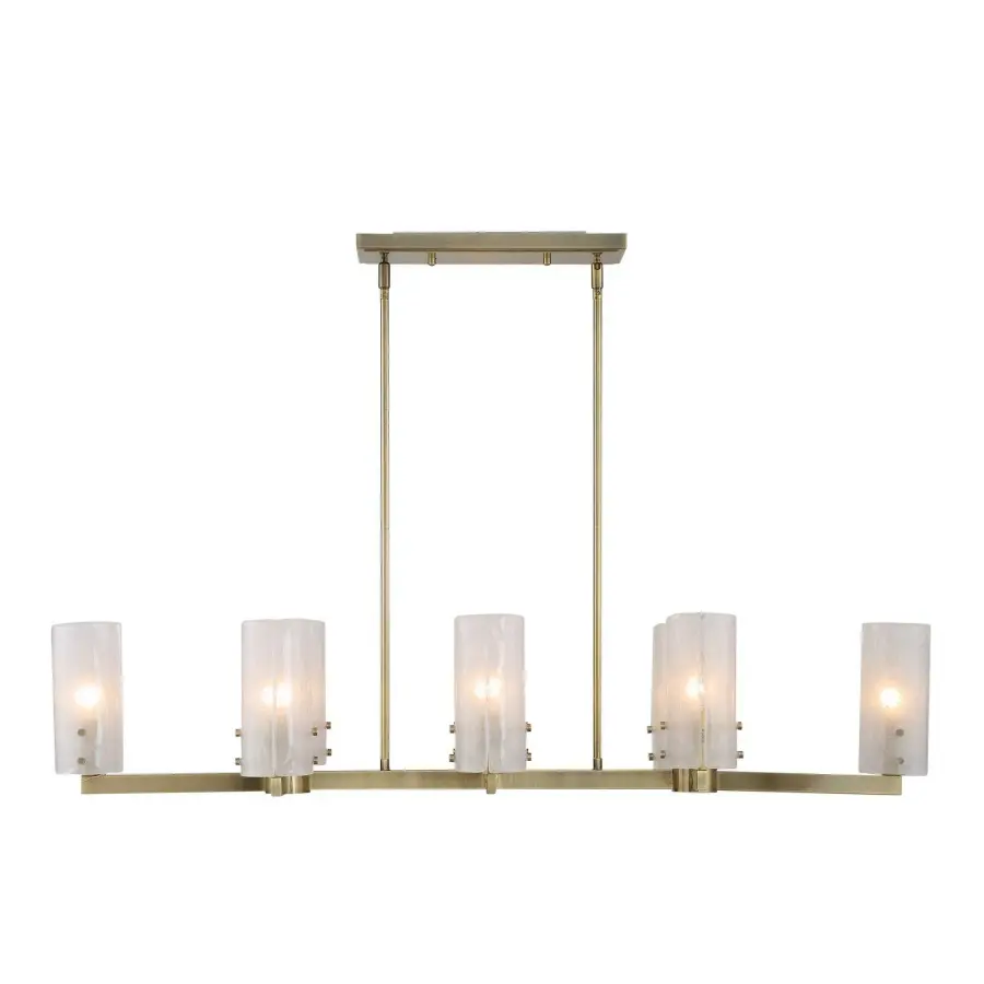 Mistie Eight Light Linear Chandelier in Antique Brass