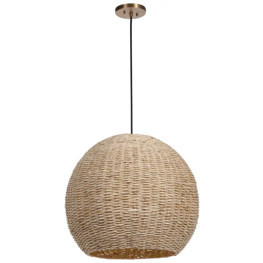 Seagrass One Light Pendant in Antique Brass