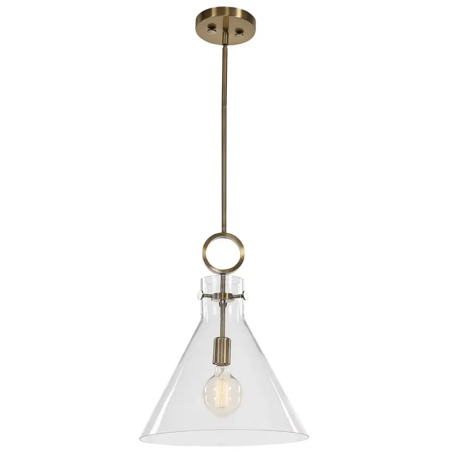 Imbuto One Light Pendant in Aged Brass