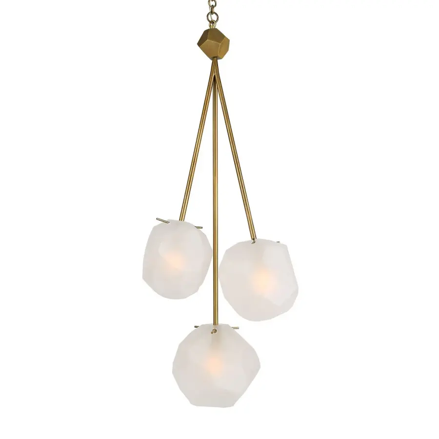 Geodesic Three-Light Pendant in Matte Antique Brass