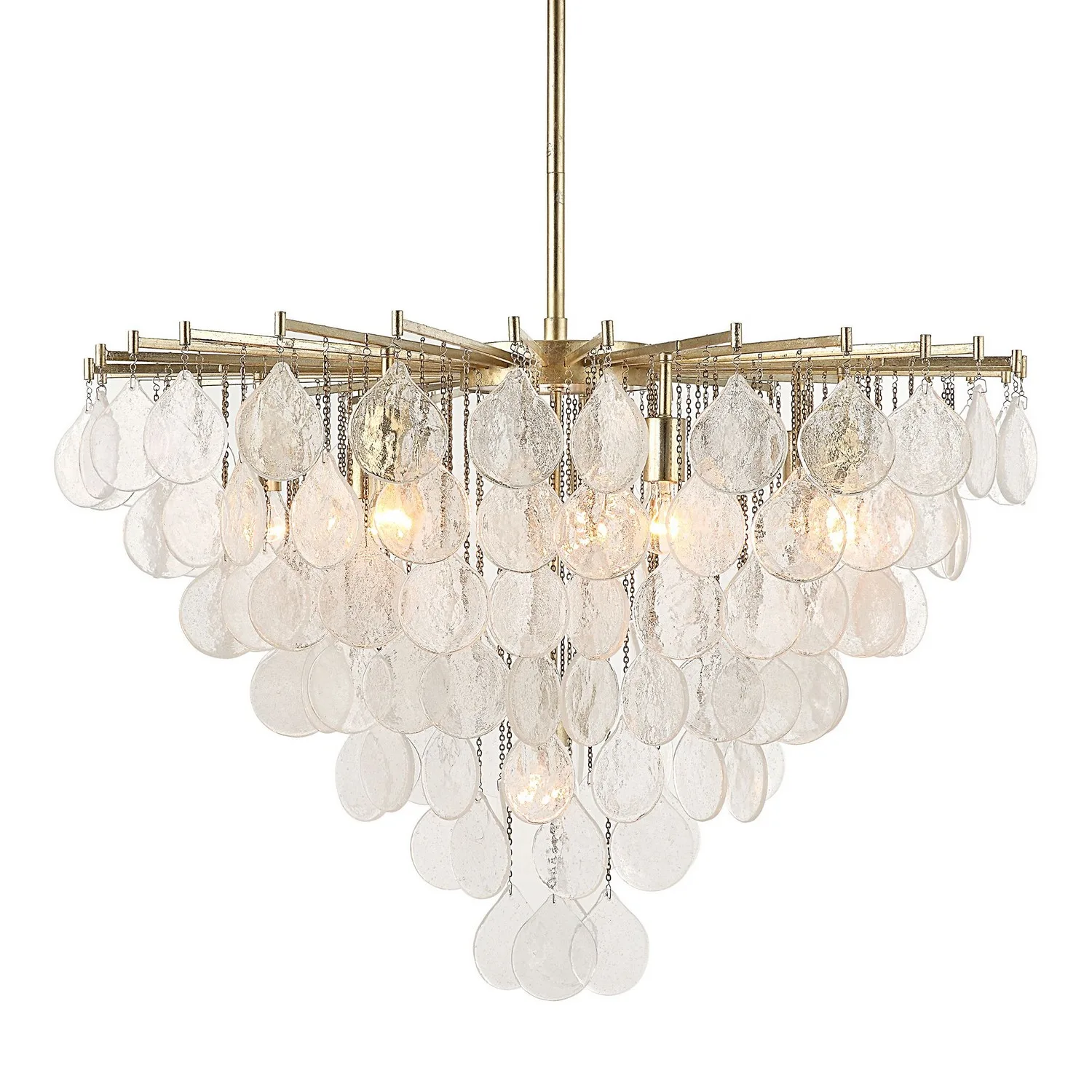 Goccia Eight-Light Pendant in Antique Bright Silver Leaf