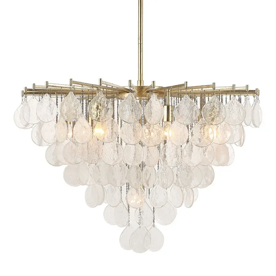 Goccia Eight-Light Pendant in Antique Bright Silver Leaf