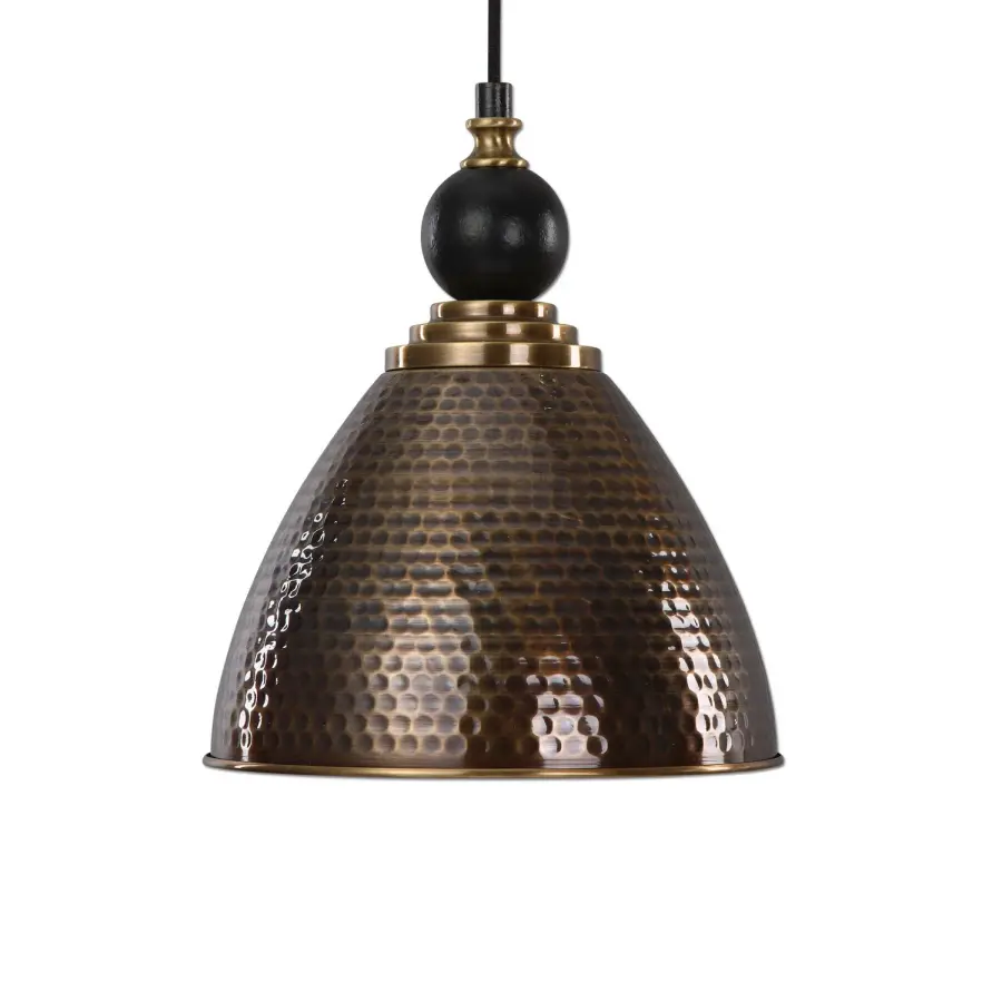 Adastra One Light Pendant in Hammered Antique Brass