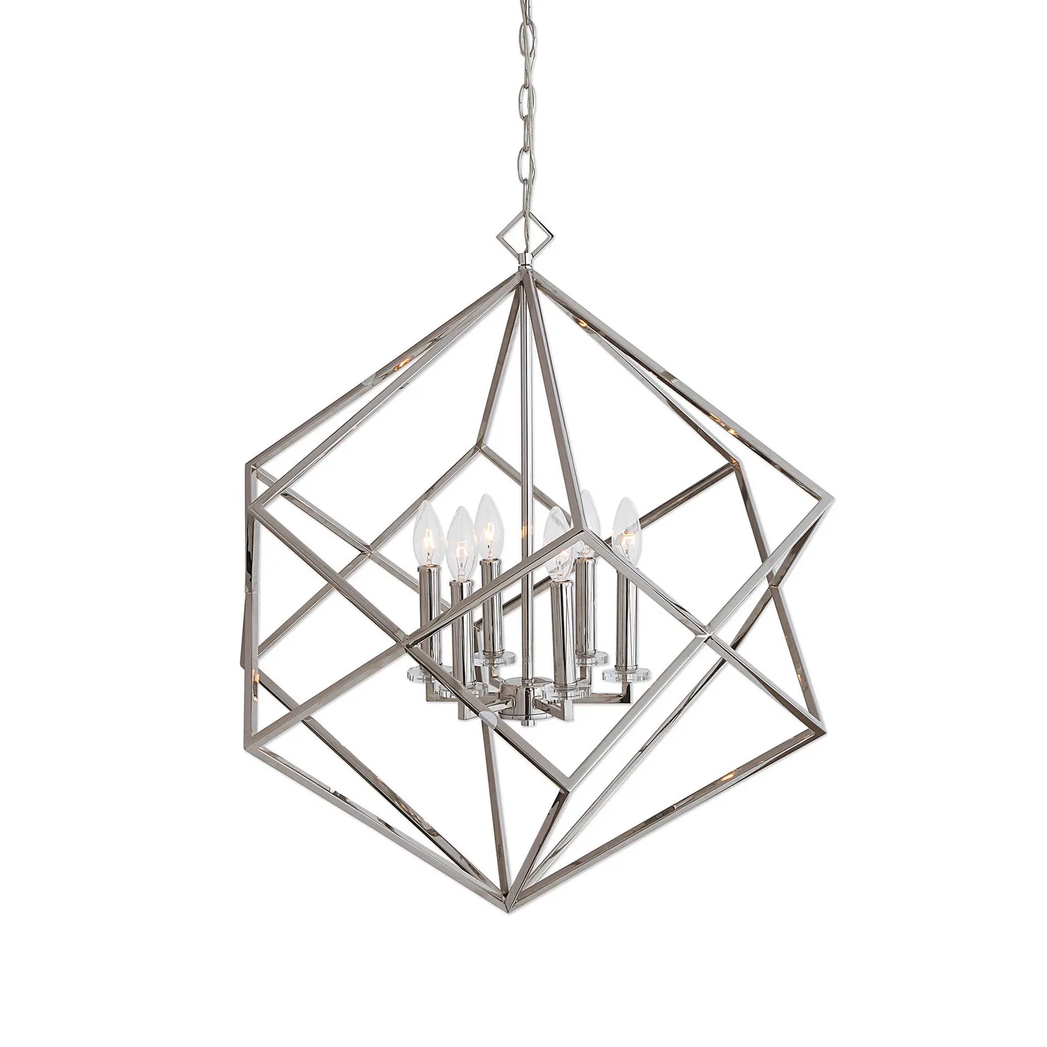Euclid Six-Light Pendant in Polished Nickel