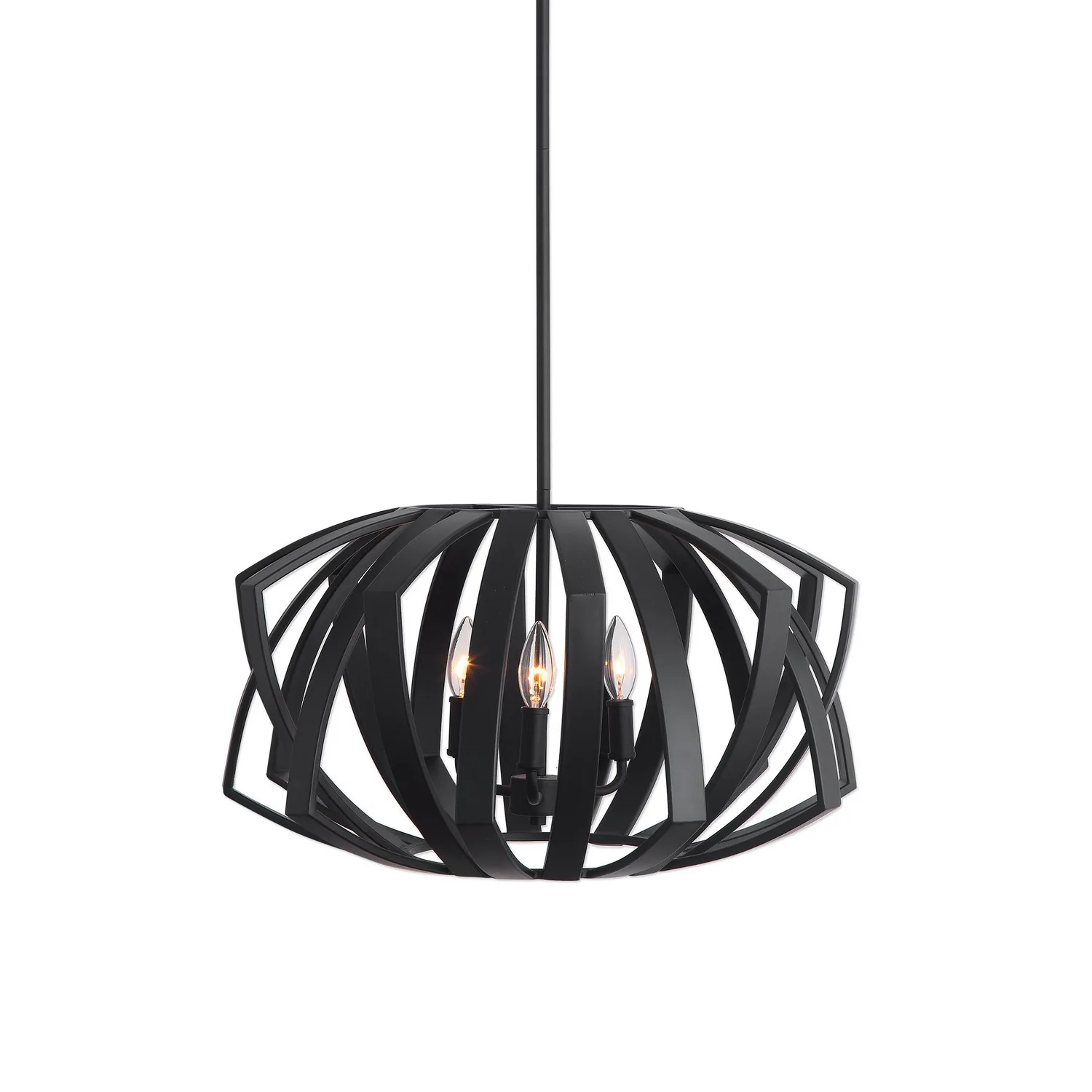 Thales Three-Light Pendant in Matte Black