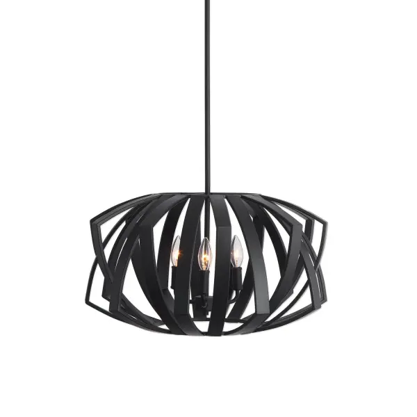 Thales Three-Light Pendant in Matte Black