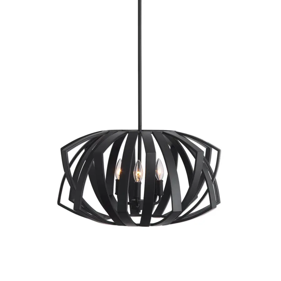 Thales Three-Light Pendant in Matte Black