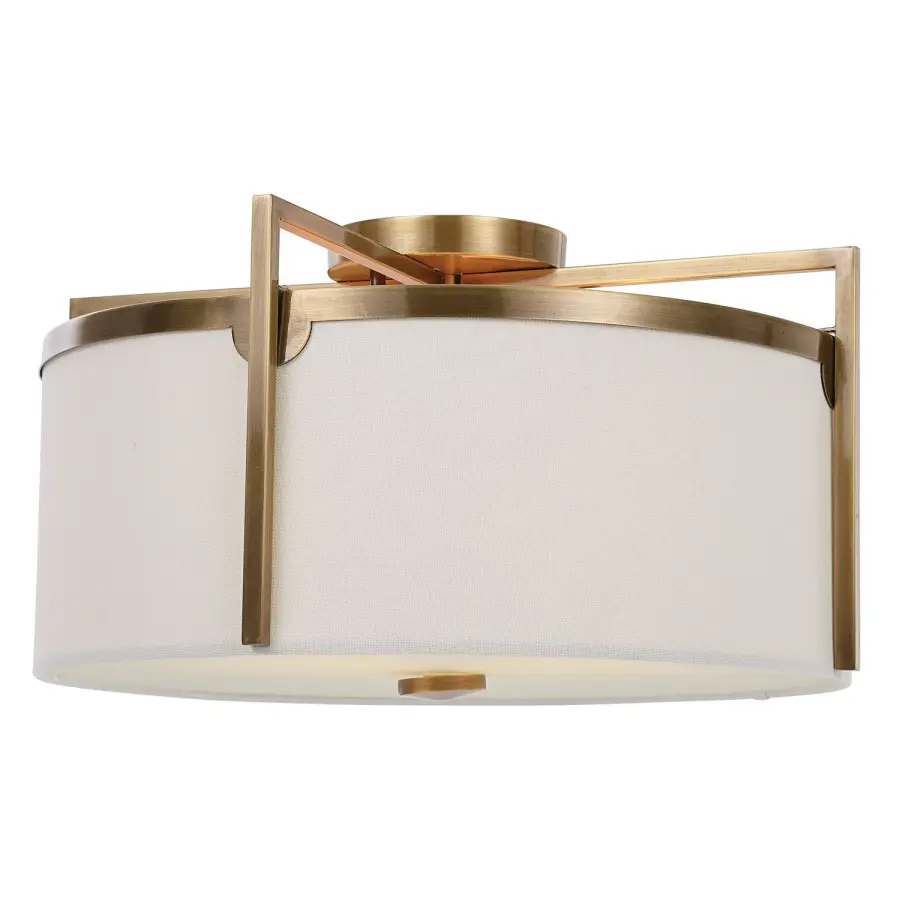 Colfax Three Light Semi-Flush Mount in Antique Brass