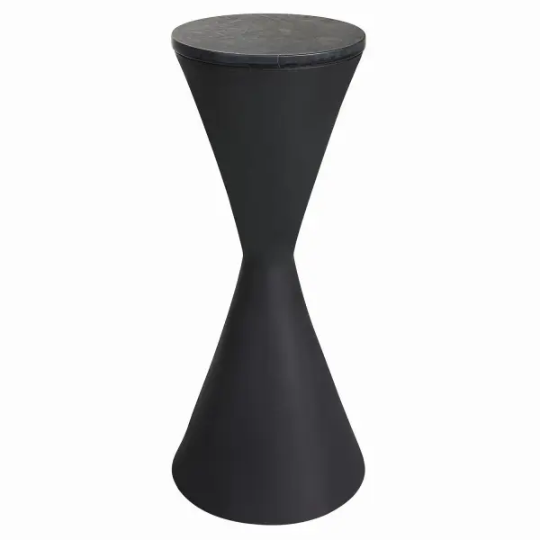 The Time's Up Table Brings Contemporary Flair To Your Space. The Modern Hourglass Shape Is Finished In A Lightly Textured Matte Black And Is Topped By Black Marble With Natural White Veining. Because Of The Natural Characteristics Of Marble, Each Piece Will Have Unique Veining Patterns. Collection: Time's Up Designer: David Frisch Finish: Matte Black Width: 9.00" Height: 24.25" Length: 9.00" Weight: 14.50 lb Material: Resin, Marble, Iron Country of Origin: China Safety Rating: Indoor Only