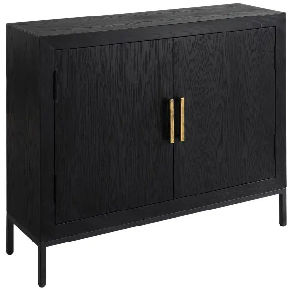 The Front Range Cabinet's Streamlined Design And Classic Finishes Make It A Perfect Addition To Virtually Any Space. The Cabinet Is Finished In A Dark Ebony Oak Veneer, Accented By Linear Iron Pulls In Aged Gold. Has One Interior Fixed Shelf. Collection: Front Range Designer: Grace Feyock Finish: Dark Ebony Oak Width: 40.25" Height: 34.00" Length: 13.00" Weight: 65.00 lb Material: Mdf, Iron, Fir, Oak Veneer Country of Origin: China Safety Rating: Indoor Only