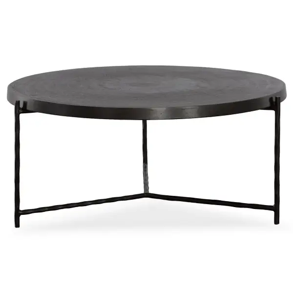 Modern Textures Are On Display In The Trellick Coffee Table. Featuring A Cast Aluminum Top In Oxidized Black, Resting Within A Chiseled Black Iron Frame. Collection: Trellick Finish: Oxidized Black Width: 35.85" Height: 16.14" Length: 35.85" Weight: 38.00 lb Material: Aluminum, Iron Country of Origin: India Safety Rating: Indoor Only