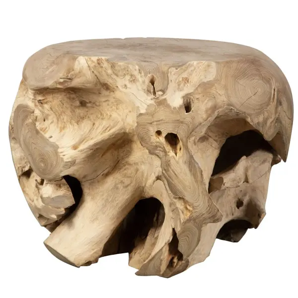Formed By Nature The Sola Side Table Provides Organic Beauty And Function In A Natural Bleached Teak, Serving As A Decorative Art Piece While Smoothed On Top For Functionality. Each Will Vary In Size Due To Being Uniquely Handcrafted. Cracks And Variations In Grain Are Normal. Collection: Sola Finish: Natural Bleached Teak Width: 24.50" Height: 17.50" Length: 24.50" Weight: 148.00 lb Material: Teak Wood Country of Origin: Indonesia Safety Rating: Indoor Only