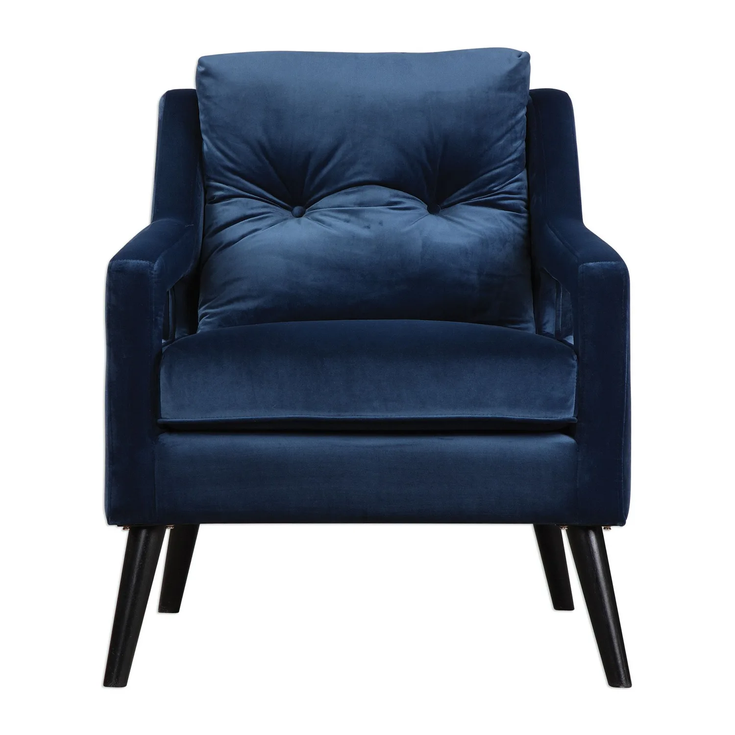 O'Brien Arm Chair in Blue Polyester Velvet/Antique Black