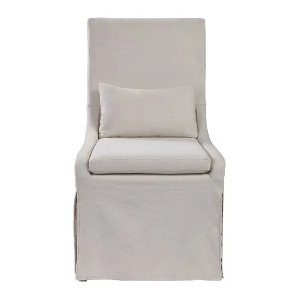 Simplistic In Form, This Casually Sophisticated Armless Chair Features A Tailored Off-white Linen Blend Slipcover With A Plush Cushion Seat And Kidney Pillow For Added Comfort, With Added Performance Treatment To Resist Soiling And Stains. Collection: Coley Designer: Matthew Williams Finish: Off White Linen Width: 23.00" Height: 39.50" Length: 25.00" Weight: 25.00 lb Material: Birch Solid , Plywood, Fabric, Foam, Hardware Country of Origin: China Safety Rating: Indoor Only