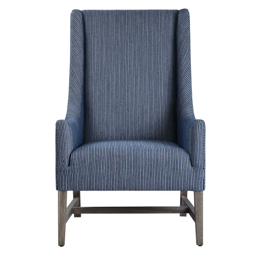 Galiot Blue And White Wingback Accent Chair