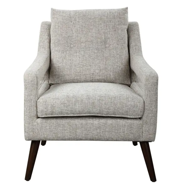 A Nod To Classic Scandinavian Style, This Open Arm Style Chair Is Tailored In A Woven Linen Blend Fabric In Natural Stone Hues With A Button Tufted Back Cushion And Dark Walnut Finished Wood Legs. Collection: O'Brien Designer: Jim Parsons Finish: Dark Walnut Width: 28.00" Height: 34.00" Length: 34.00" Weight: 46.40 lb Material: Fabric, Plywood, Foam, Rubber Wood Country of Origin: China Safety Rating: Indoor Only