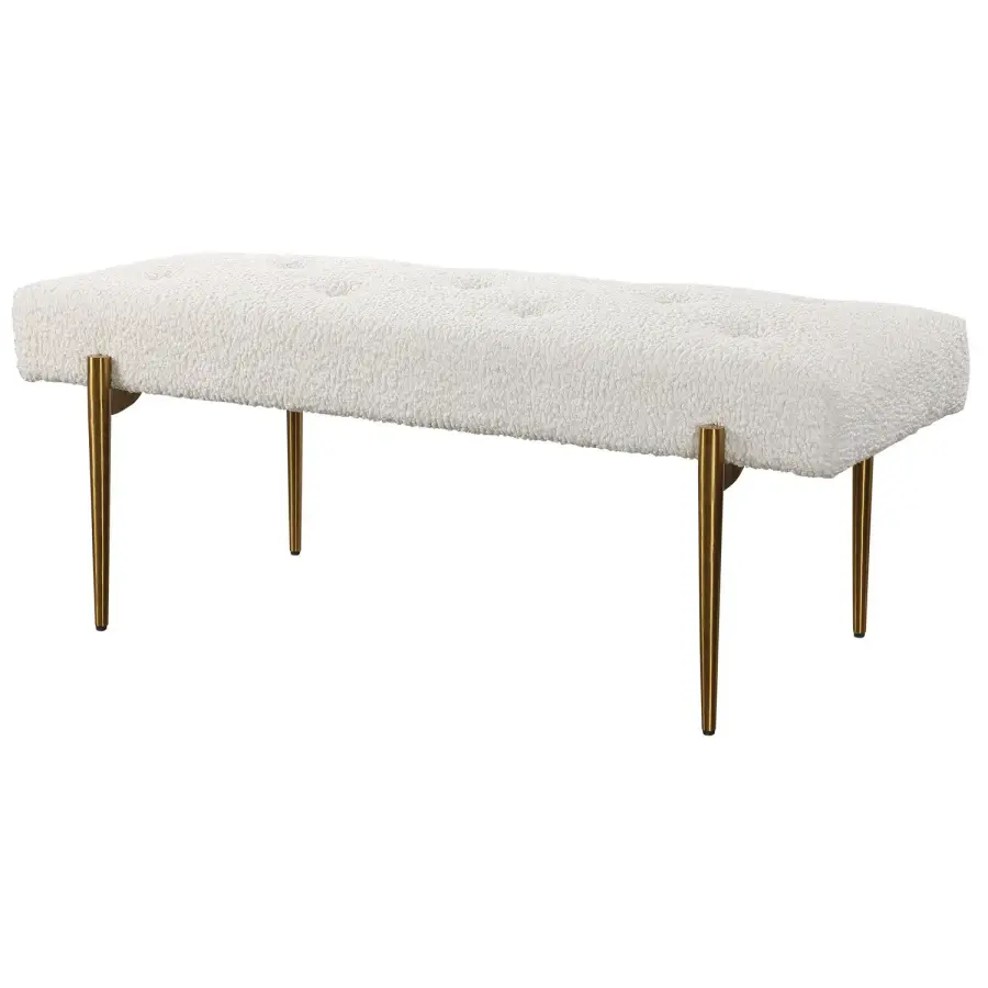 Olivier Bench in White Faux Shearling
