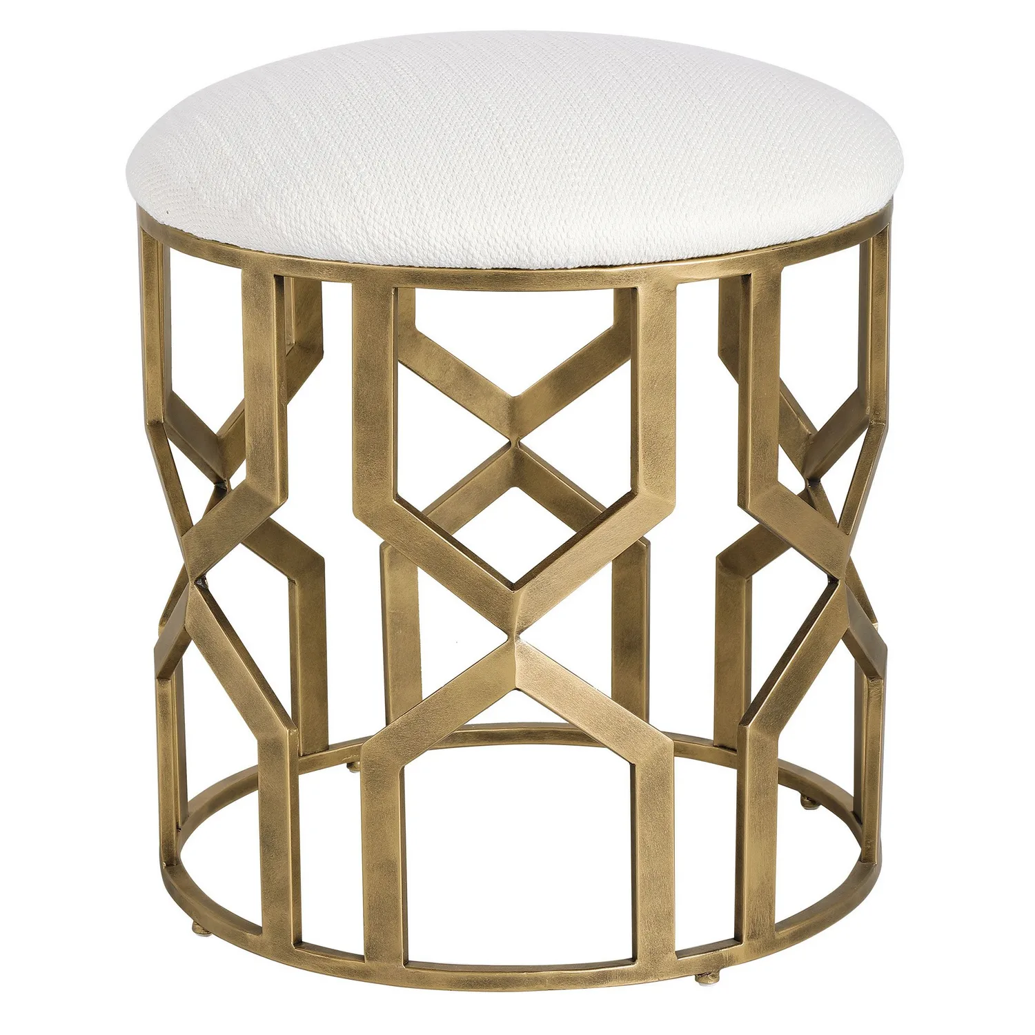 Trellis Accent Stool in Antique Brushed Brass