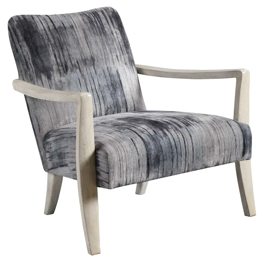 Watercolor Accent Chair in Charcoal, Gray & Blue Chenille