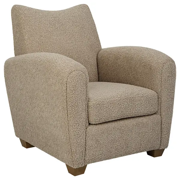 With Its Curved Track Arms And Supportive Back, This Cozy Accent Chair Is The Perfect Balance Of Comfort And Style. Fully Upholstered In A Soft Latte Toned Faux Shearling And Accented By Walnut Stained Wooden Feet. Collection: Teddy Designer: Matthew Williams Finish: Walnut Stained Wooden Width: 32.00" Height: 35.00" Length: 34.00" Weight: 44.20 lb Material: Rubber Wood, Plywood, Fabric, Foam, Hardware Country of Origin: Vietnam Safety Rating: Indoor Only