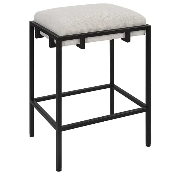 A Classic And Sophisticated Color Combination, This Counter Stool Features A Sleek Matte Black Iron Frame And Is Paired With A Plush Upholstered Seat In An Off-white Waffle Textured Polyester. Collection: Paradox Designer: Grace Feyock Finish: Matte Black Iron Width: 18.00" Height: 26.50" Length: 14.13" Weight: 11.00 lb Material: Iron, Mdf, Foam, Polyester Country of Origin: China Safety Rating: Indoor Only