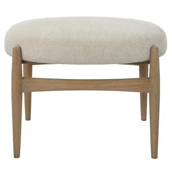 Taking Cues From Scandinavian Design Elements, This Small Bench Features A Solid Oak Base In A Natural Finish With Off White Glazing Accented By A Plush Seat Wrapped In A Channeled Textured Off-white Polyester Fabric. Collection: Acrobat Designer: Matthew Williams Finish: Solid Oak Width: 24.50" Height: 19.00" Length: 19.50" Weight: 15.55 lb Material: Oak Solid Wood, Plywood, Fabric, Foam, Hardware Country of Origin: China Safety Rating: Indoor Only