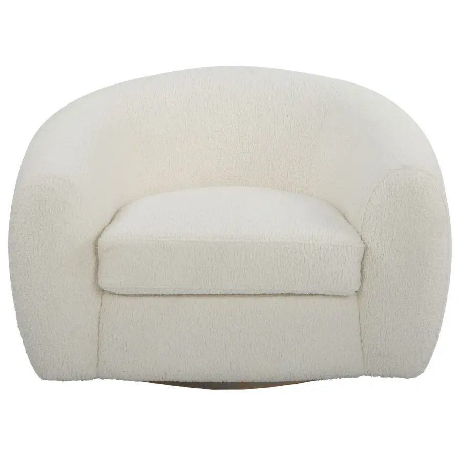 Capra Swivel Chair in White Faux Shearling