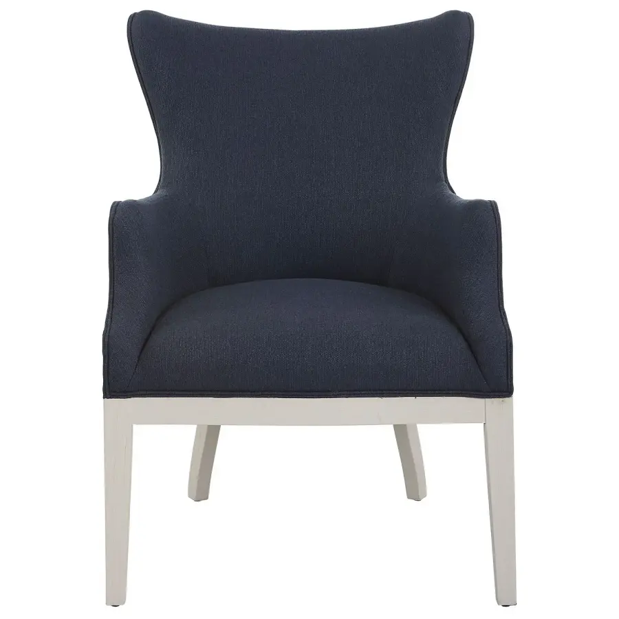 Gordonston Accent Chair in Regatta Blue Woven Fabric with White Wood Frame