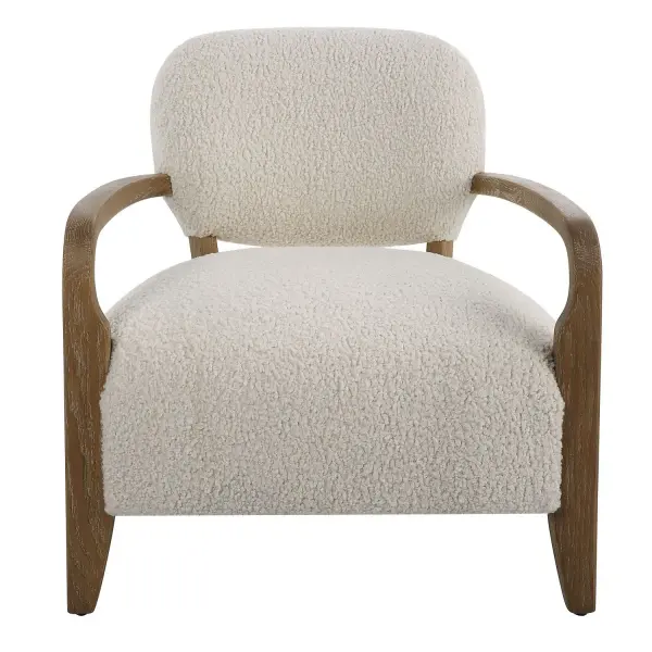 A Parisian Inspired Classic, The Telluride Accent Chair Features A Low Profile Design Upholstered In Natural Faux Shearling, Accented By A Solid Oak Tapered Frame. Collection: Telluride Finish: Solid Oak Tapered Width: 28.00" Height: 29.00" Length: 30.00" Weight: 44.20 lb Material: Oak, Morgan Sheepskin, Foam, Plywood Country of Origin: China Safety Rating: Indoor Only