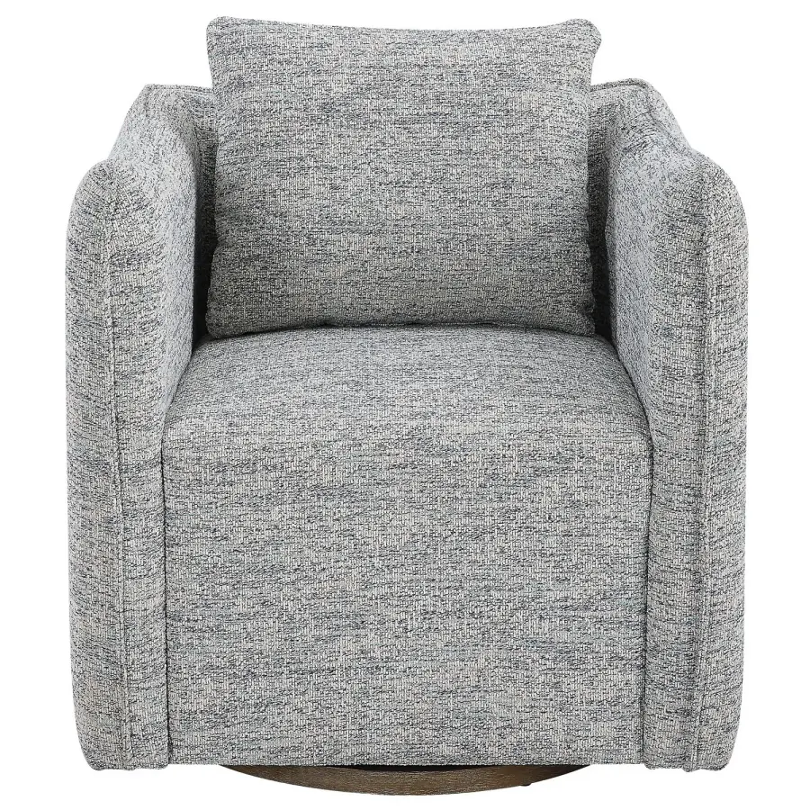 Corben Shelter Arm Swivel Accent Chair in Weathered Gray Stain