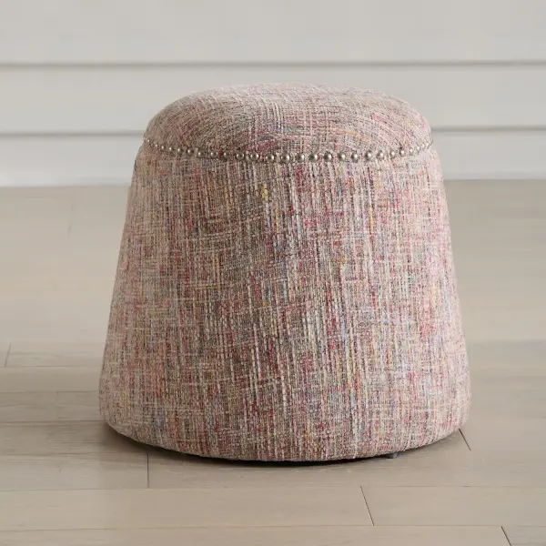 This Plush Ottoman Is Covered In A Playful Confetti Chenille Fabric Accented With Brushed Nickel Nail Head Details. Versatile And Stylish, This Piece Can Be Used As A Seat Or Footrest, Grouped Together Or As A Singular Accent Piece. Collection: Gumdrop Finish: Brushed Nickel Width: 18.50" Height: 17.00" Length: 18.50" Weight: 9.90 lb Material: Plywood, Foam, Fabric, Nails Country of Origin: China Safety Rating: Indoor Only