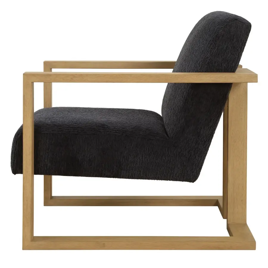 Suspend Accent Chair in Light Oak with Midnight Blue Chenille
