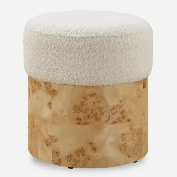 Swirls Ottoman in Textured Ivory
