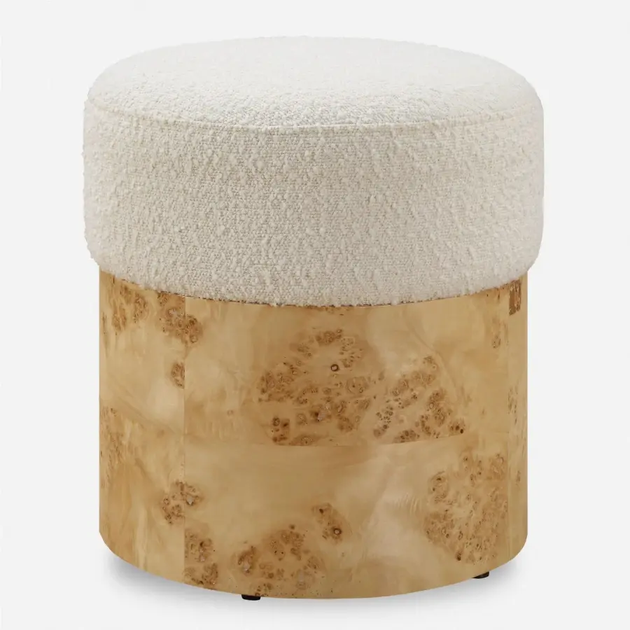Swirls Ottoman in Textured Ivory