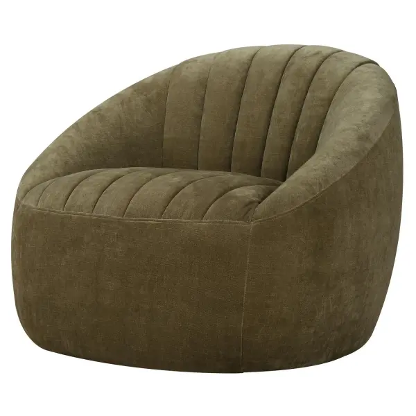 Lush Channel Stitching Creates Understated Style, Fully Upholstered In A Low-pile Chambray Chenille Resembling Antique Velvet In Moss Green. Rests On A Hidden Swivel Base. Collection: Narrows Finish: Antique Velvet Width: 37.00" Height: 29.00" Length: 35.00" Weight: 48.40 lb Material: Fabric, Foam, Plywood, Wood Country of Origin: China Safety Rating: Indoor Only