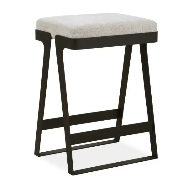 The Modern Hover Counter Stool Is Streamlined With An Aged Black Curved Iron Base And Cushioned Seat. Upholstered In An Ivory Chenille Boucle Performance Fabric. Collection: Hover Designer: Matthew Williams Finish: Aged Black Width: 18.25" Height: 26.00" Length: 14.25" Weight: 24.75 lb Material: Metal, Mdf, Foam, Fabric And Fiber Country of Origin: Cambodia Safety Rating: Indoor Only
