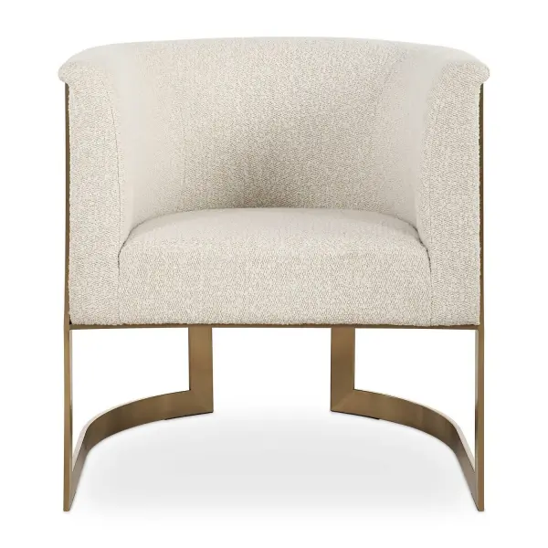 Stunning From Every Angle, The Wrap Around Stainless Steel Frame Is Finished In Brushed Gold, Encapsulating A Plush Seat Upholstered In A Knubby Boucle In Driftwood Tan. Seat Height Is 20". Collection: Bellina Designer: Matthew Williams Finish: Brushed Gold Width: 28.00" Height: 31.00" Length: 29.00" Weight: 55.25 lb Material: Stainless Steel, Local Hardwood, Plywood, Fabric , Foam Country of Origin: Cambodia Safety Rating: Indoor Only