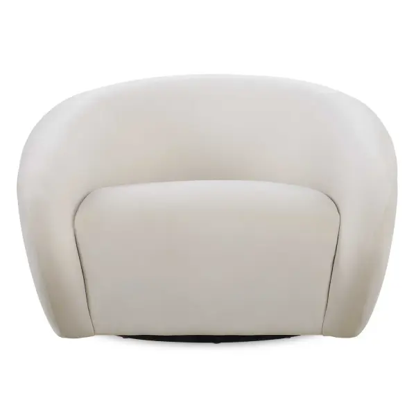 A Sleek And Modern Accent, Featuring A Wraparound Back With Dramatic Waterfall Arms And A Swivel Base. Fully Upholstered In A Cream Polyester Velvet. Collection: DeSoto Finish: Cream Width: 39.00" Height: 28.00" Length: 38.00" Weight: 66.30 lb Material: Plywood, Fabric, Foam Country of Origin: China Safety Rating: Indoor Only
