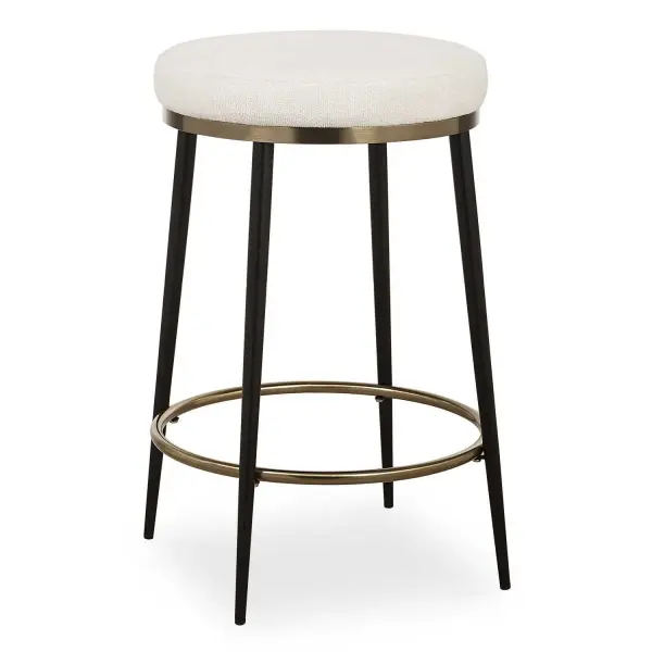 A Streamlined Silhouette With Sophisticated Finishes Of Matte Black And Brushed Brass. Topped With A Plush Cushion Upholstered In A Textured Cream Chenille. Collection: Ensemble Designer: Matthew Williams Finish: Matte Black And Brushed Brass Width: 19.75" Height: 26.00" Length: 19.75" Weight: 8.84 lb Material: Etal, Mdf, Foam, Fabric Country of Origin: China Safety Rating: Indoor Only