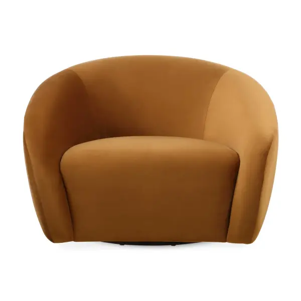 A Sleek And Modern Accent, Featuring A Wraparound Back With Dramatic Waterfall Arms And A Swivel Base. Fully Upholstered In A Hazelnut Polyester Velvet. Collection: DeSoto Finish: Hazelnut Width: 39.00" Height: 28.00" Length: 38.00" Weight: 66.80 lb Material: Plywood, Fabric, Foam Country of Origin: China Safety Rating: Indoor Only