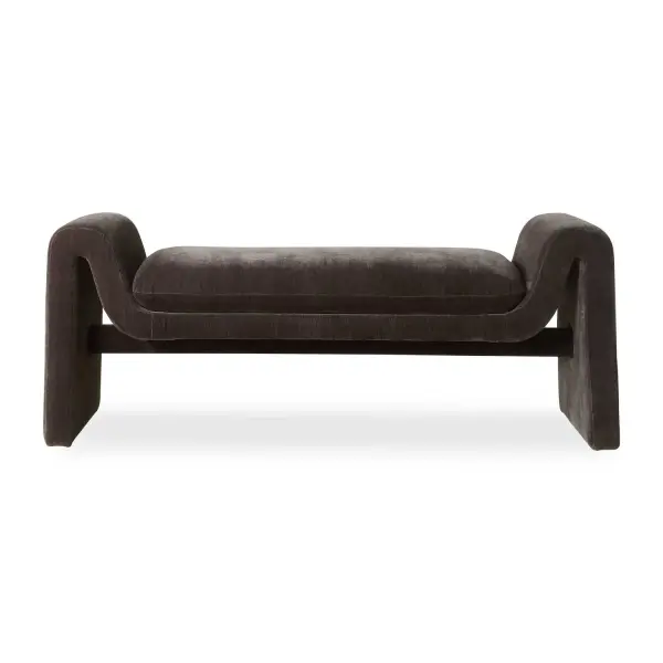 Expertly Tailored With A Contemporary Style, Featuring An Undulating Silhouette That Boasts Smooth, Curved Edges, Upholstered In A Charcoal Distressed Velvet. Collection: Manson Designer: Matthew Williams Finish: Charcoal Distressed Width: 60.00" Height: 23.50" Length: 19.00" Weight: 44.20 lb Material: Hardwood, Plywood, Fabric, Foam, Hardware Country of Origin: China Safety Rating: Indoor Only