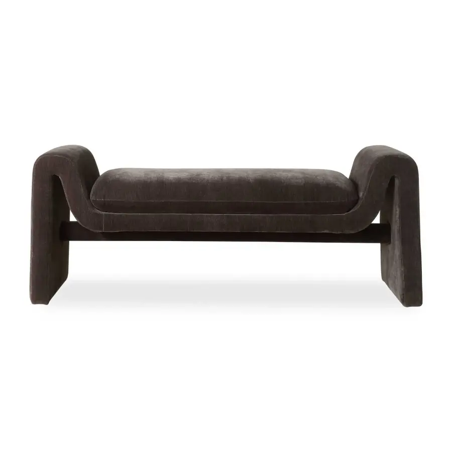 Manson Bench in Charcoal Distressed Velvet