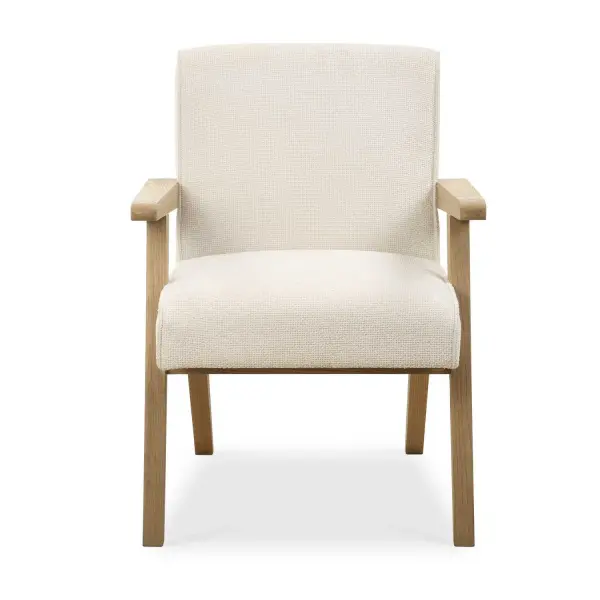 A Nod To A Scandinavian Silhouette, The Blakely Dining Chair Is Upholstered In A Snow Toned Loopy Basketweave Polyester, Perfectly Complemented By A Naturally Finished Oak Frame. Collection: Blakely Designer: Matthew Williams Finish: Naturally Width: 25.50" Height: 34.50" Length: 27.00" Weight: 28.73 lb Material: Oak Solid, Plywood, Foam, Fiber, Fabric, Hardware Country of Origin: China Safety Rating: Indoor Only