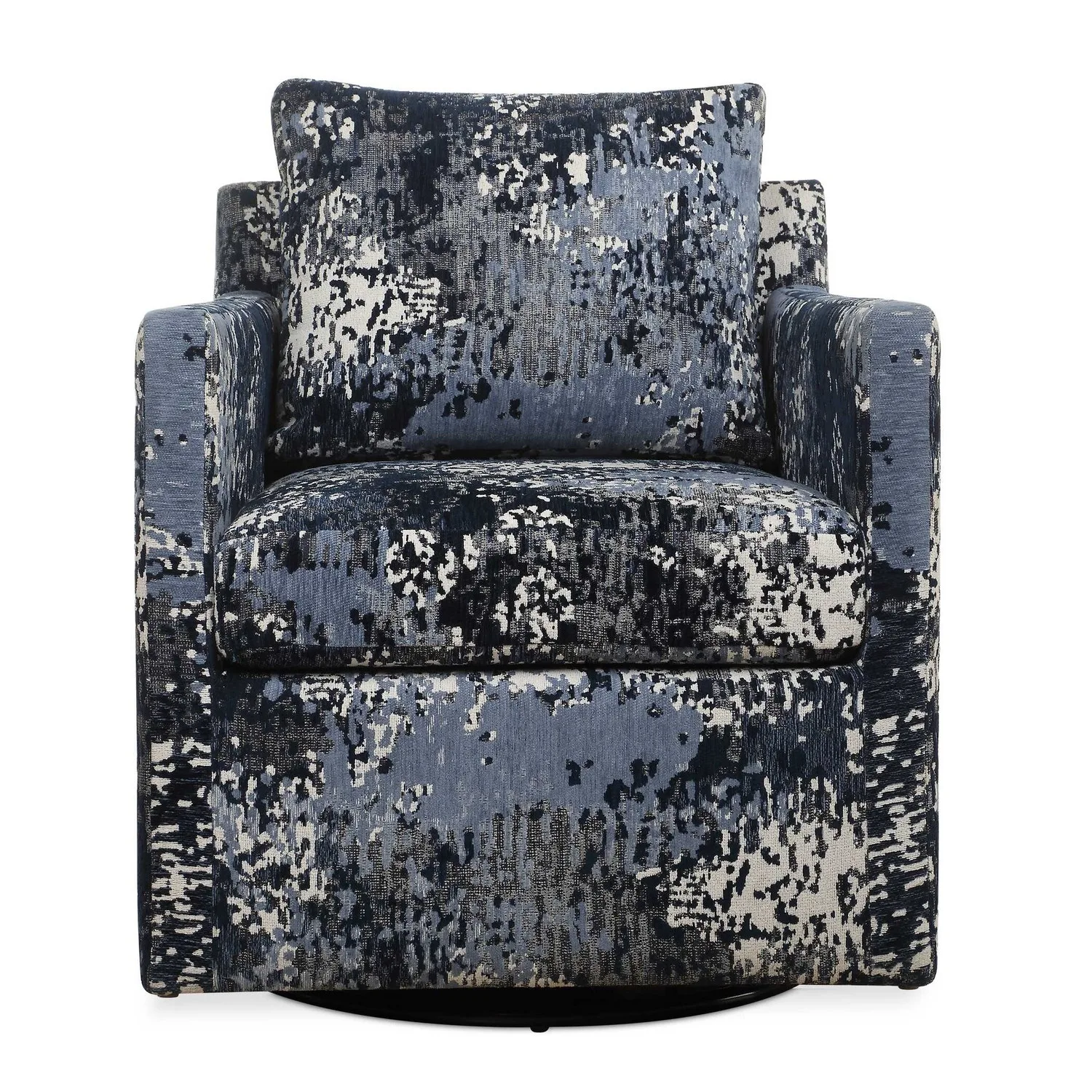 Tisdell Swivel Glider Chair in White, Gray, and Indigo