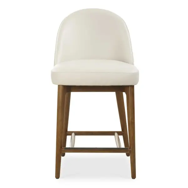 Stunning From All Angles, The Stitches Counter Stool Features A Diamond Tufted Back Upholstered In Rich Ecru Pebbled Faux Leather That Are Encapsulated By Oak Legs In Warm Walnut. Collection: Stitches Finish: Warm Walnut Width: 20.50" Height: 38.50" Length: 22.50" Weight: 26.00 lb Material: Rubber Wood, Fabric, Foam, Iron, Plywood Country of Origin: China Safety Rating: Indoor Only