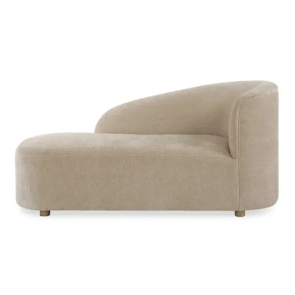 Fae Arm Chaise Lounge in Flax-toned Crosshatched Velvet