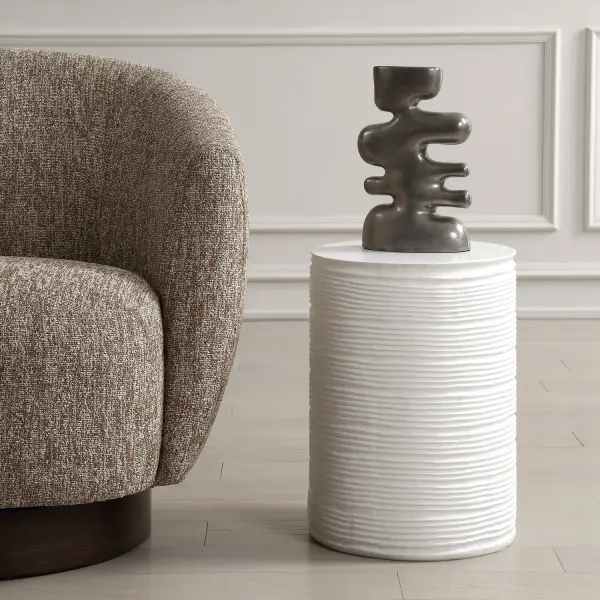 Formed From Cast Resin This Accent Table Displays Its Depth And Detail Through Recessed Grooves Along Its Sides, Finished In Plaster White. Such Captivating Depth Gives The Table The Ability To Refine Almost Any Space. Collection: Borderline Designer: David Frisch Finish: Plaster White Width: 13.00" Height: 18.00" Length: 13.00" Weight: 13.20 lb Material: Resin Country of Origin: China Safety Rating: Indoor Only